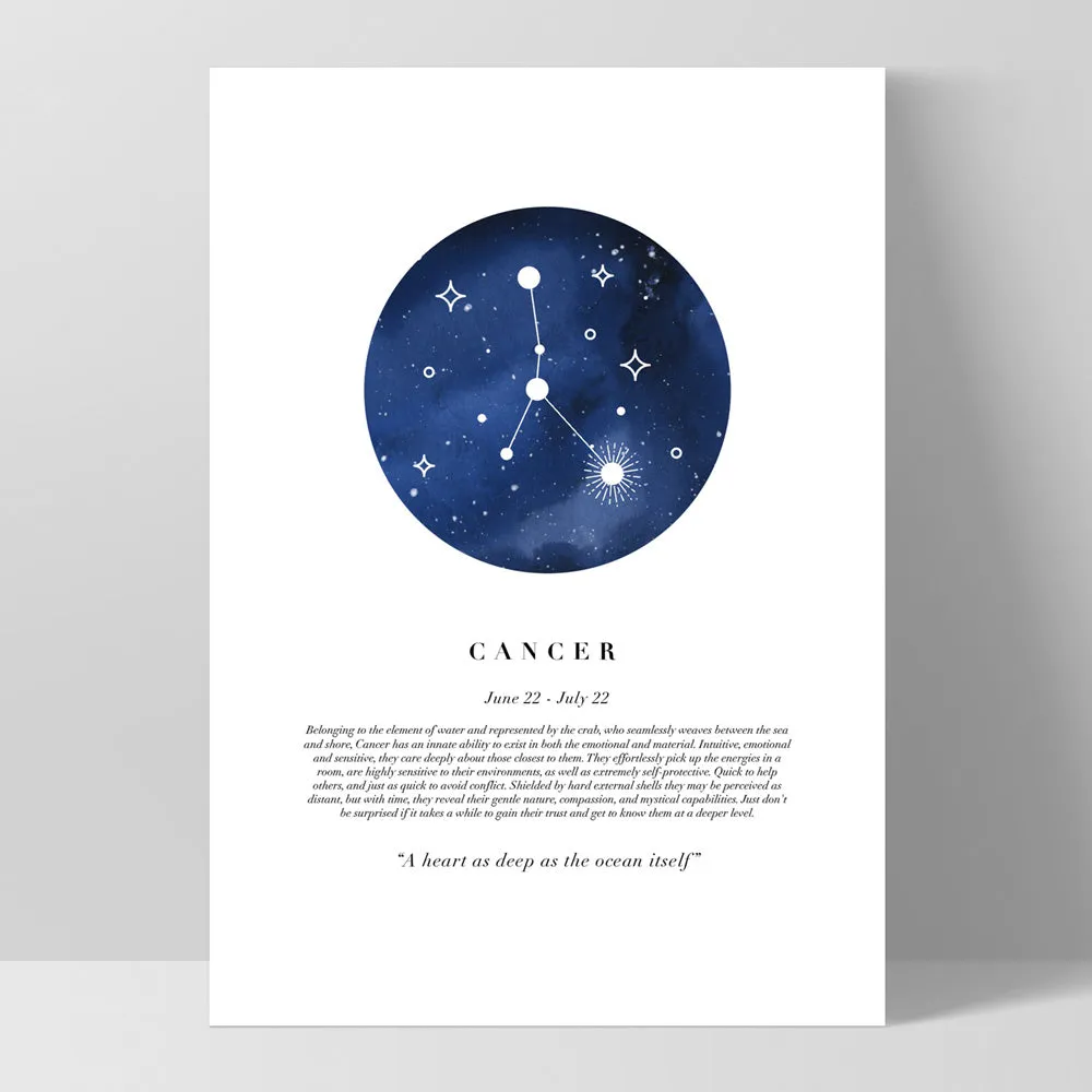 Cancer Star Sign | Watercolour Circle - Art Print