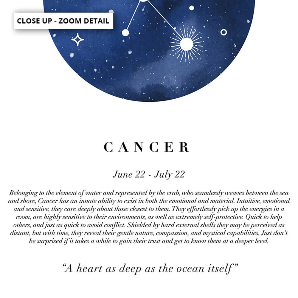 Cancer Star Sign | Watercolour Circle - Art Print