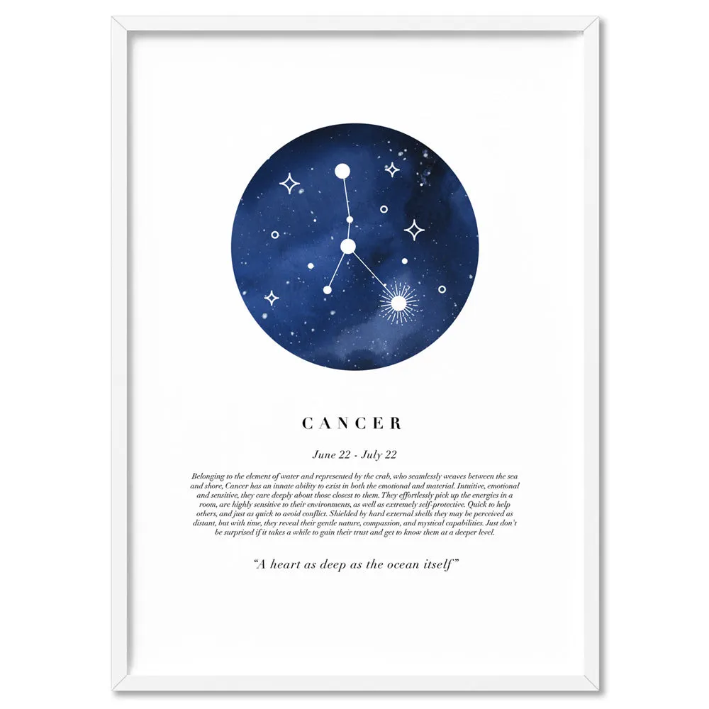 Cancer Star Sign | Watercolour Circle - Art Print