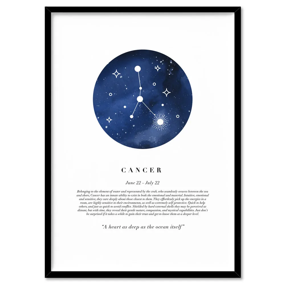 Cancer Star Sign | Watercolour Circle - Art Print