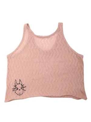 Cat Embroidered Tank Top