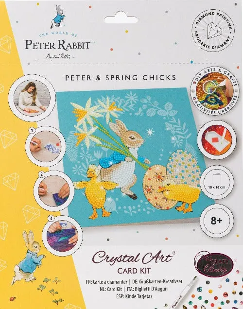 CCK-PRBT09: Peter & Spring Chicks 18x18cm Crystal Art Card