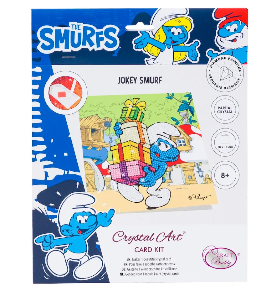 CCK-SMRF503: Jokey Smurf 18x18cm Crystal Art Card