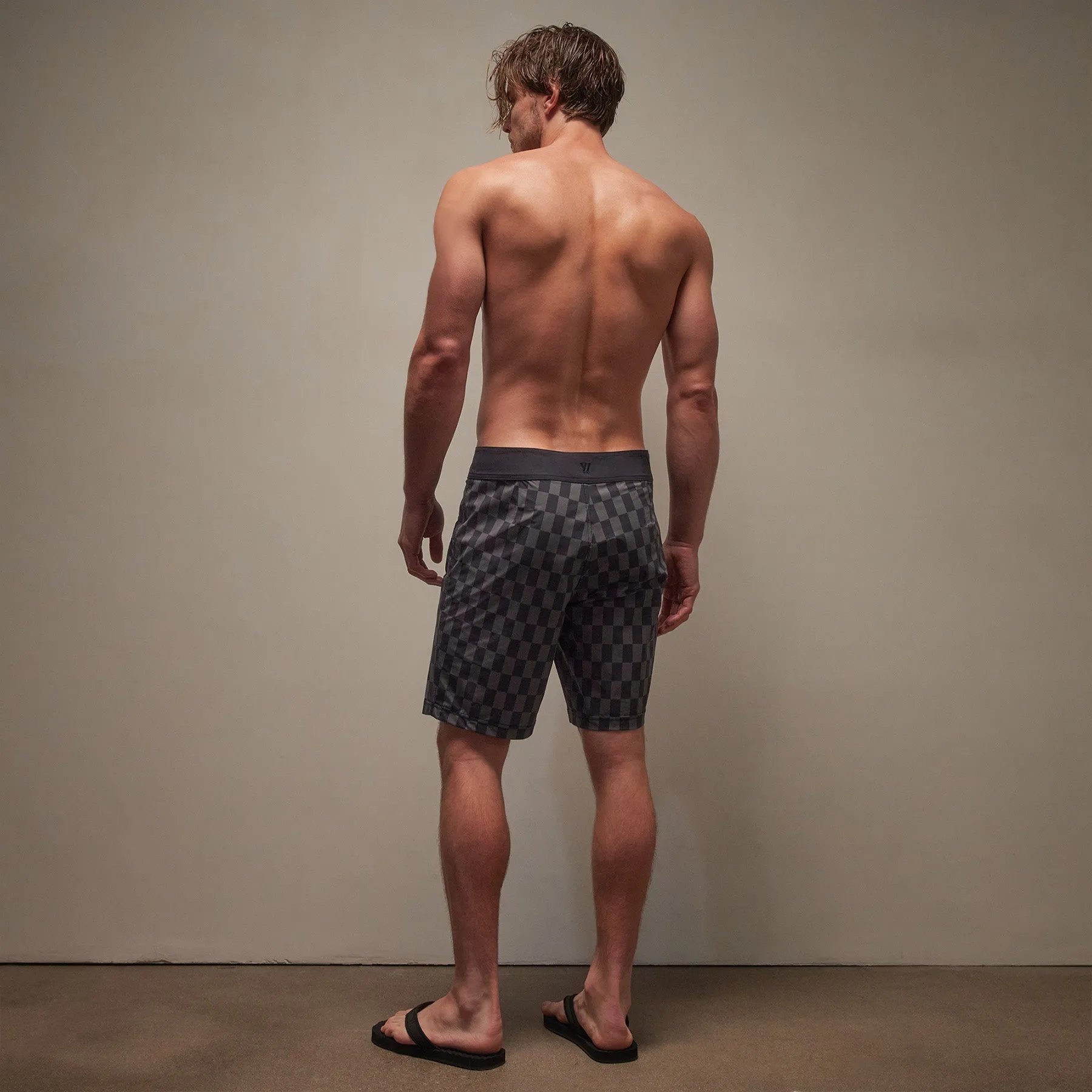 Checkered Boardshort - Slate/Raccoon Grey