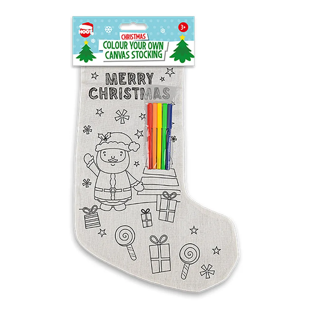 Christmas Colour Your Own Canvas Stocking