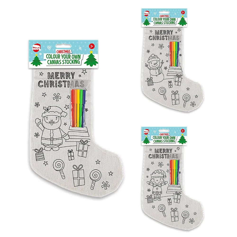 Christmas Colour Your Own Canvas Stocking