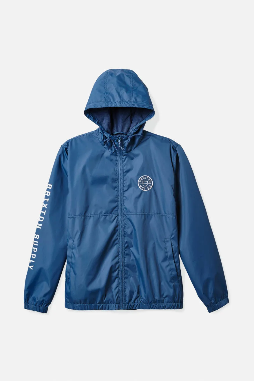 Claxton Crest Lightweight Zip Hood Jacket - Indian Teal