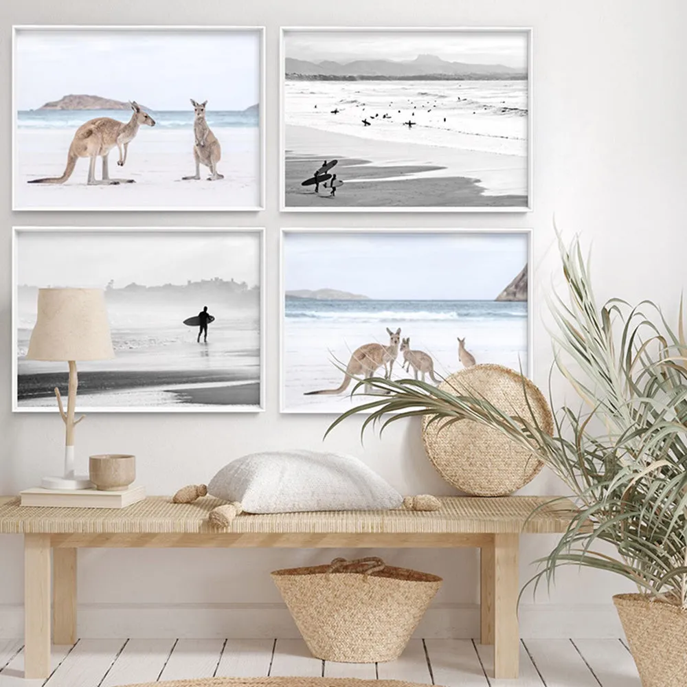 Coastal Beach Kangaroos III - Art Print