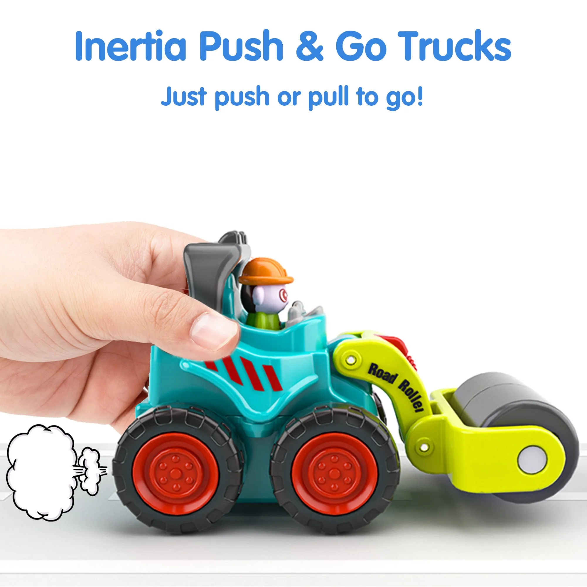 Construction Toy Trucks, Baby Mini Push Go Cars W/ Playmat