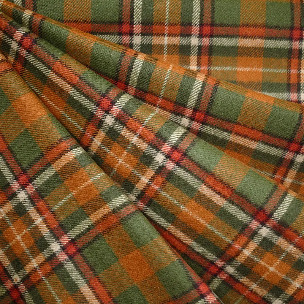 Cozy Cotton Flannel Harvest Tartan Plaid Olive/Pumpkin SY