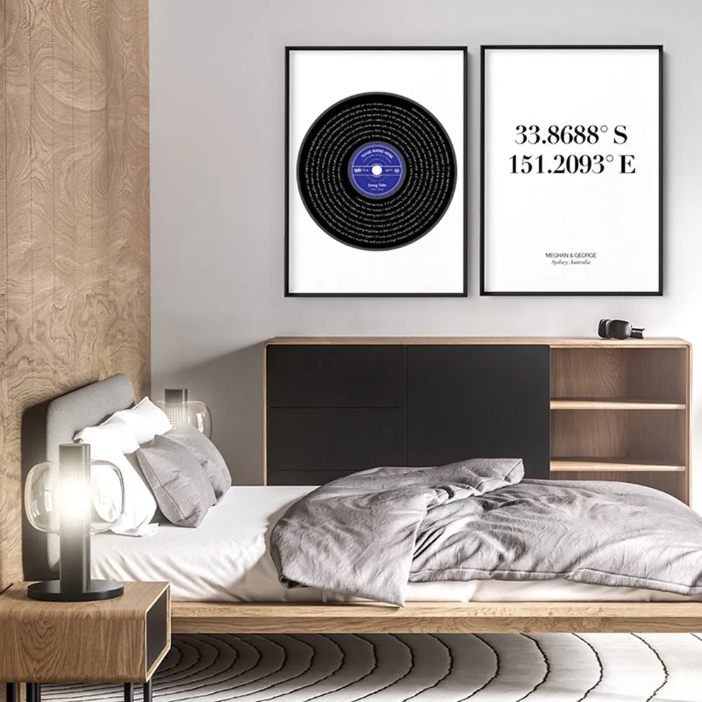 Custom Lyrics Vinyl Record Style. Favourite Song | Black   Your Colour - Art Print