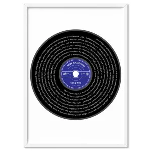 Custom Lyrics Vinyl Record Style. Favourite Song | Black   Your Colour - Art Print