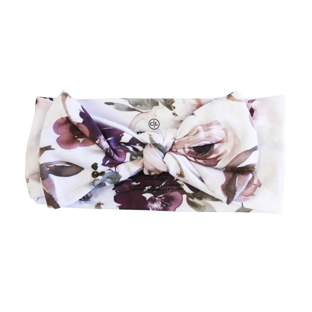 Demi's Dusty Purple Floral Large Bow Headwrap