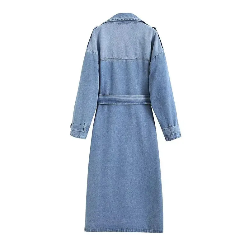 Denim Button Trench Coat