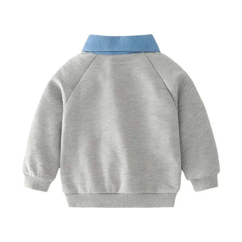 Denim Collar Sweatshirt