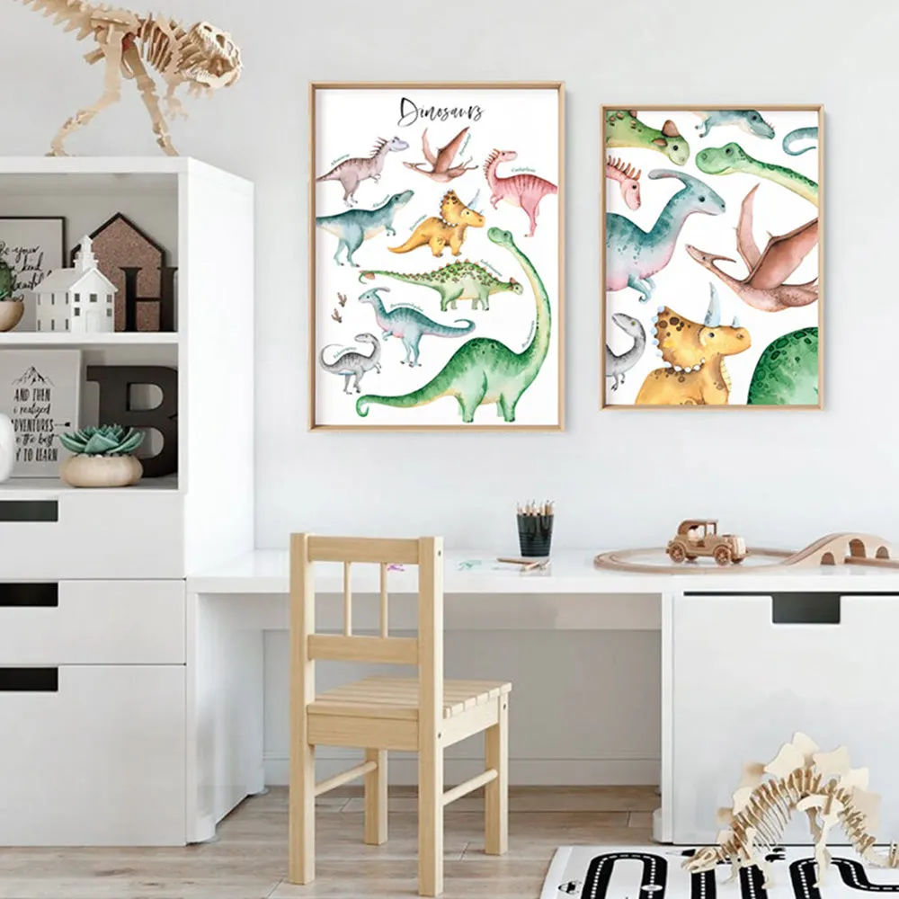 Dinosaur Chart in Watercolour - Art Print