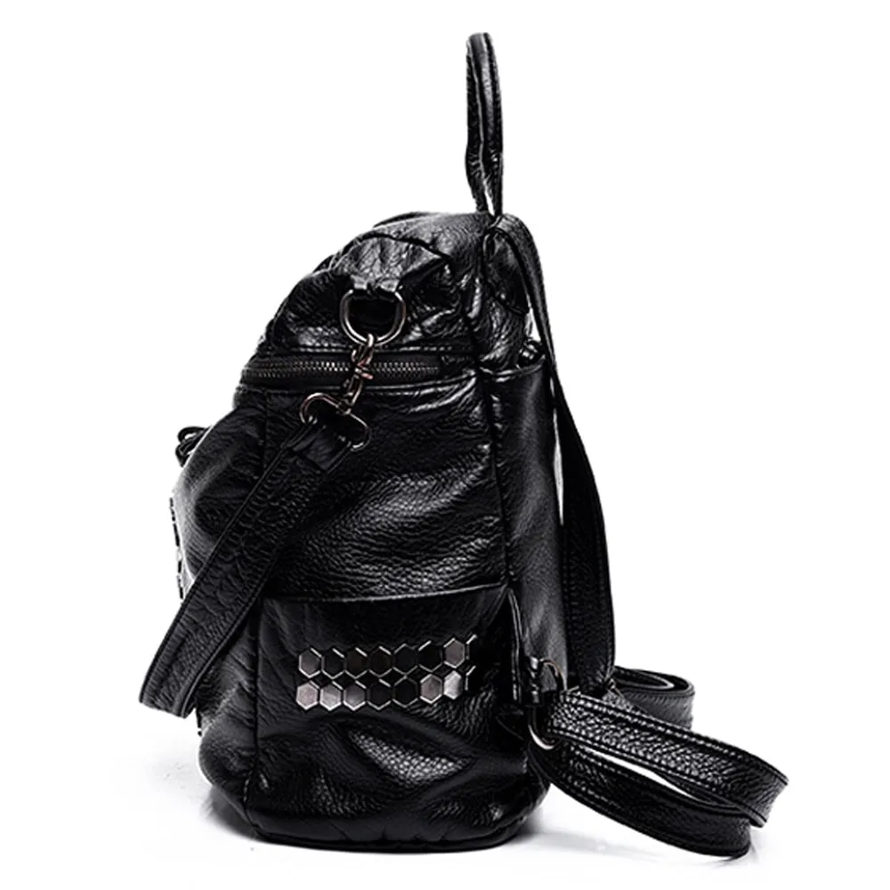 Donnie' Black PU Backpack