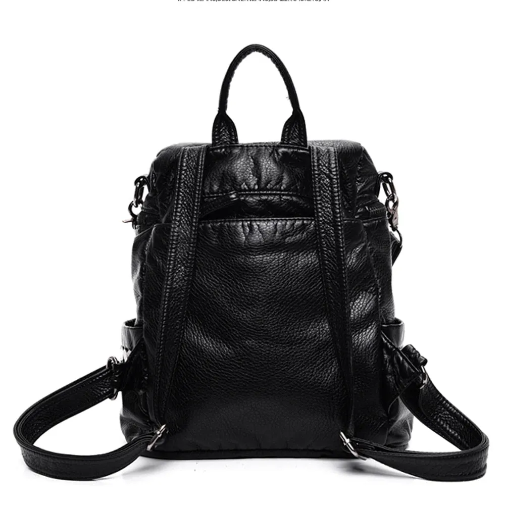 Donnie' Black PU Backpack