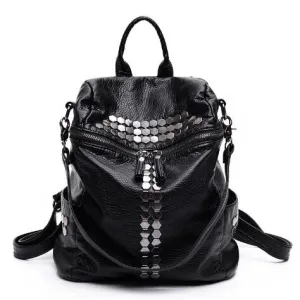 Donnie' Black PU Backpack