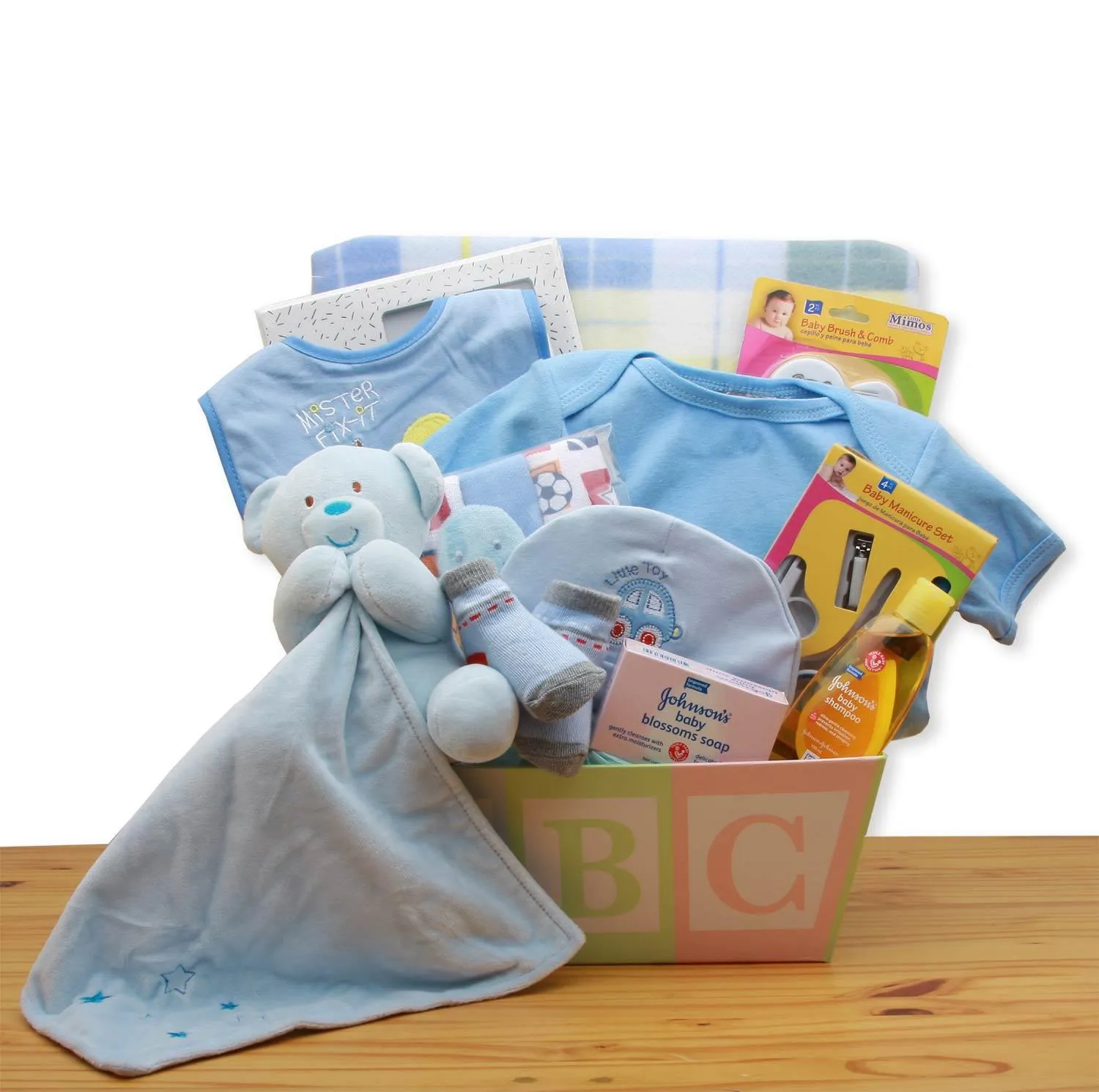 Easy as ABC New Baby Gift Basket - Blue