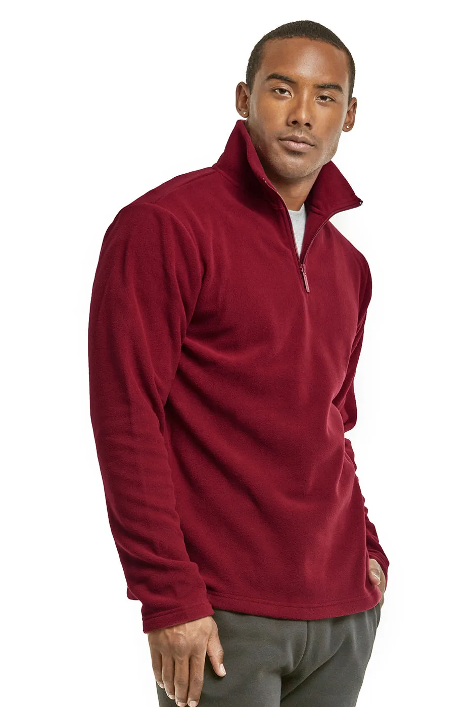 ET TU MEN'S POLAR FLEECE QUARTER PULLOVER (PF1000E_BURG)