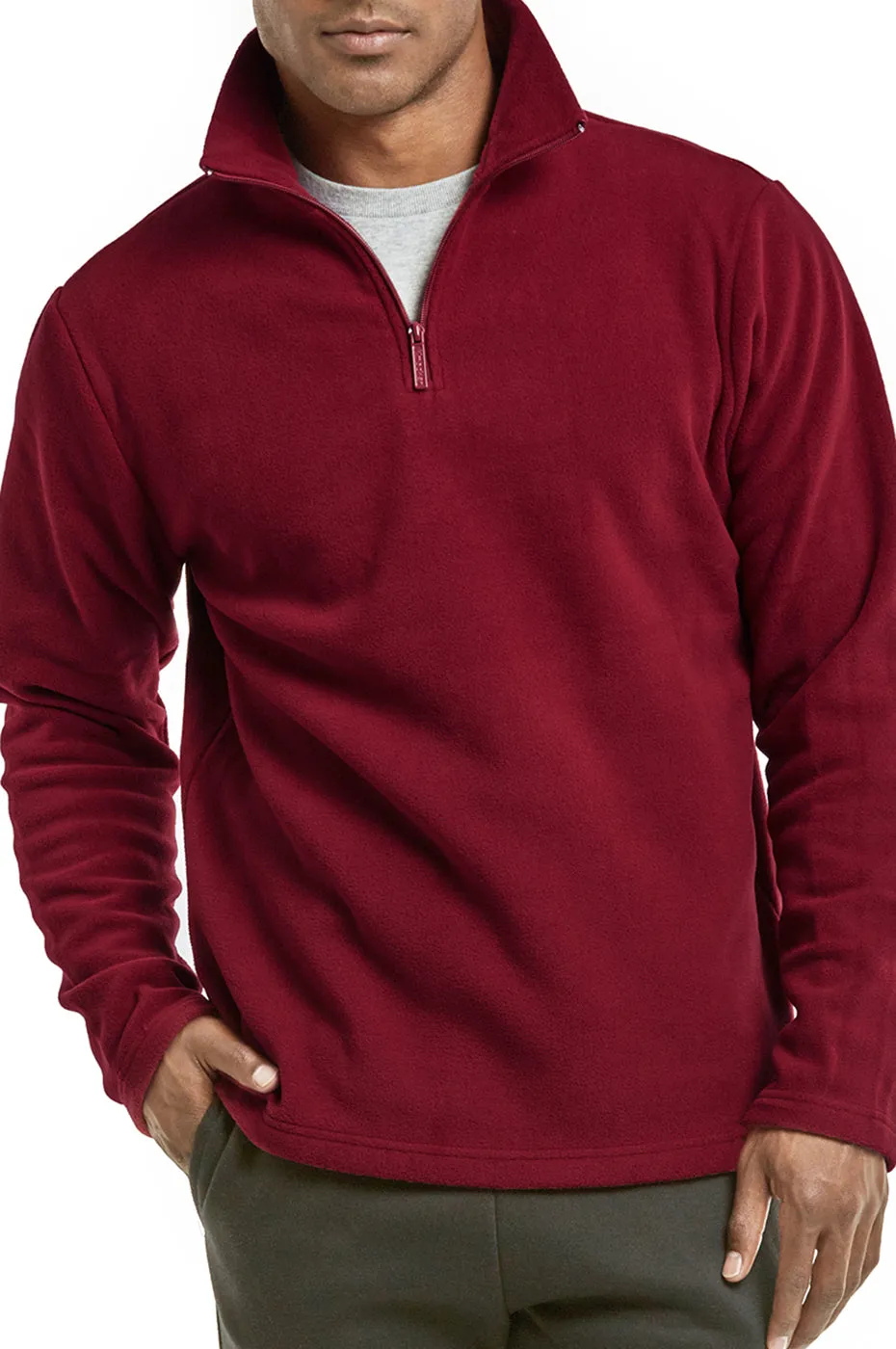 ET TU MEN'S POLAR FLEECE QUARTER PULLOVER (PF1000E_BURG)