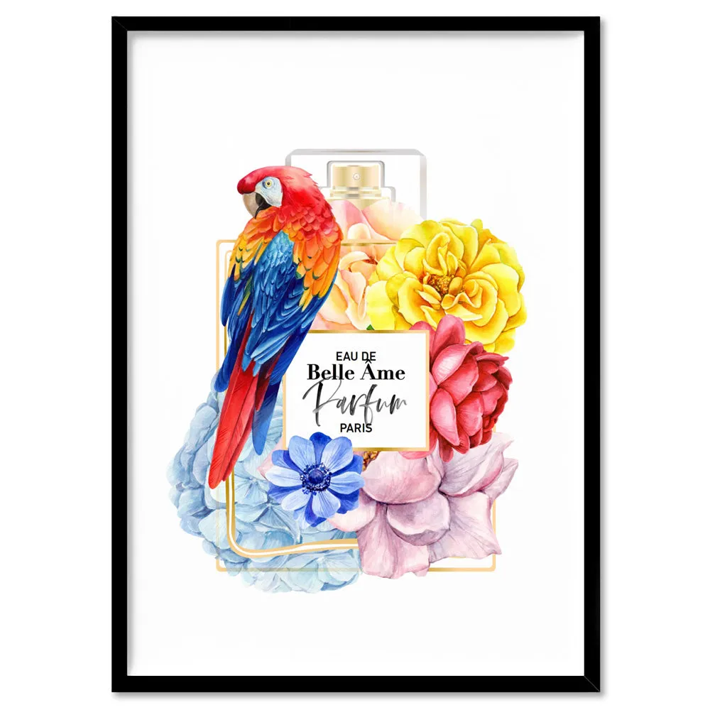 Floral Perfume Bottle | Rainbow Parrot - Art Print