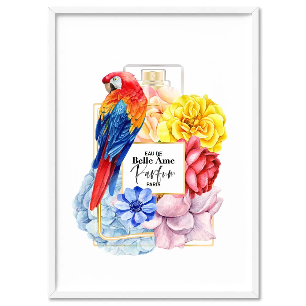 Floral Perfume Bottle | Rainbow Parrot - Art Print