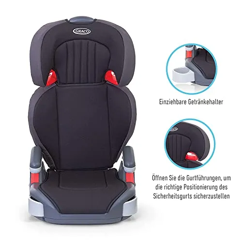 Graco Junior Maxi Lightweight High back Booster Car Seat, Group 2/3 (4 to 12 Years Approx, 15-36 kg), Black - Clearance