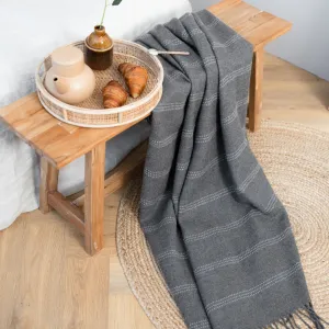 Grey Striped Alpaca Wool Throw