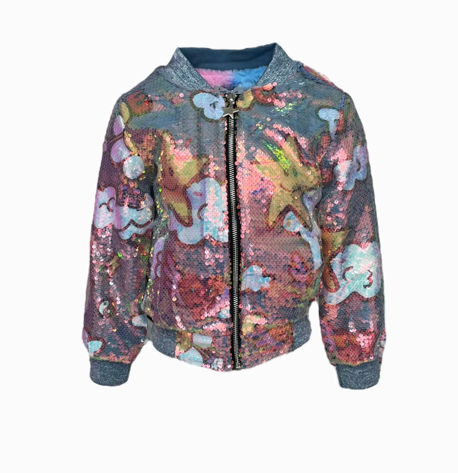 Happy Daisy Rainbow Sequin Bomber