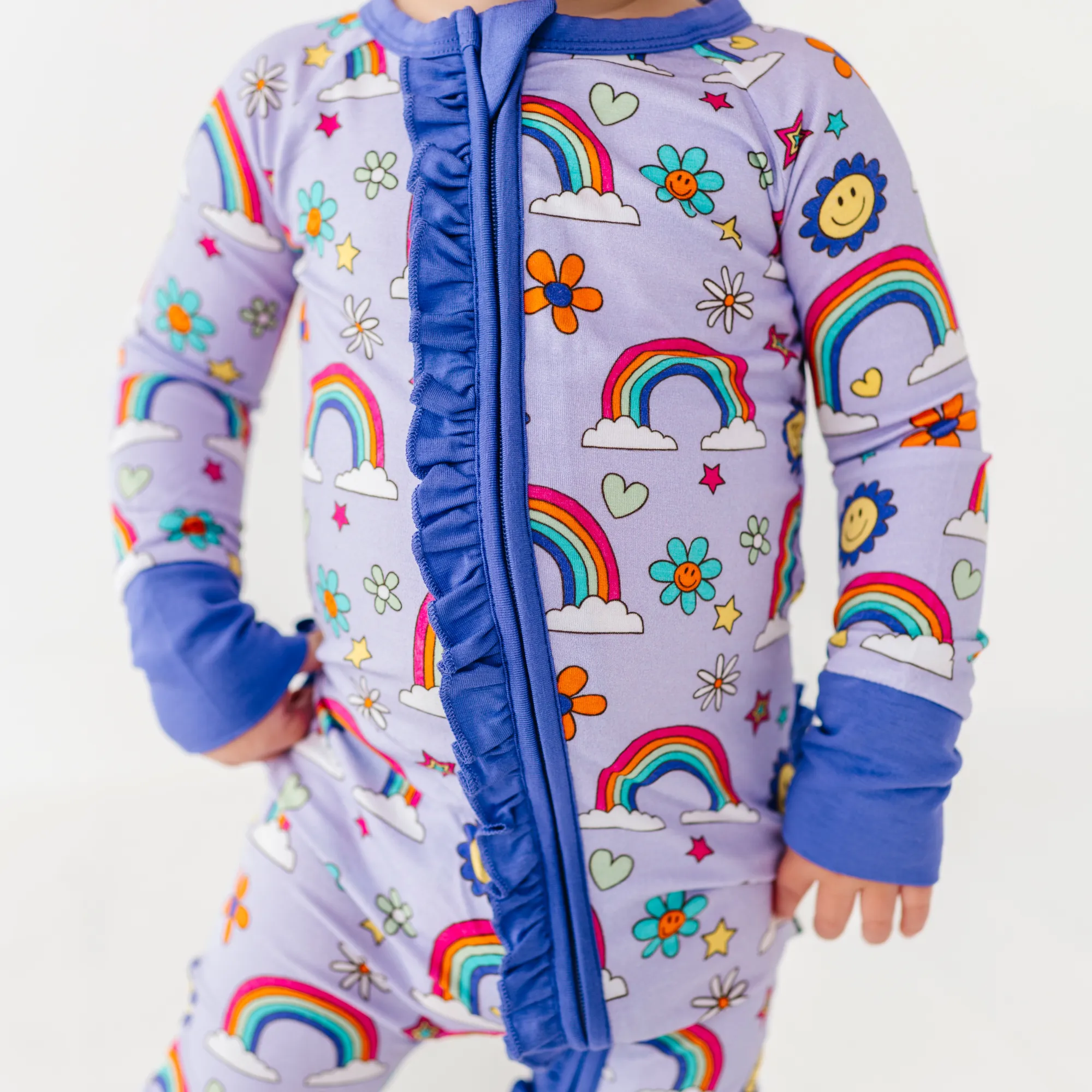 It's All Flowers and Rainbows Convertible Footies with Ruffle