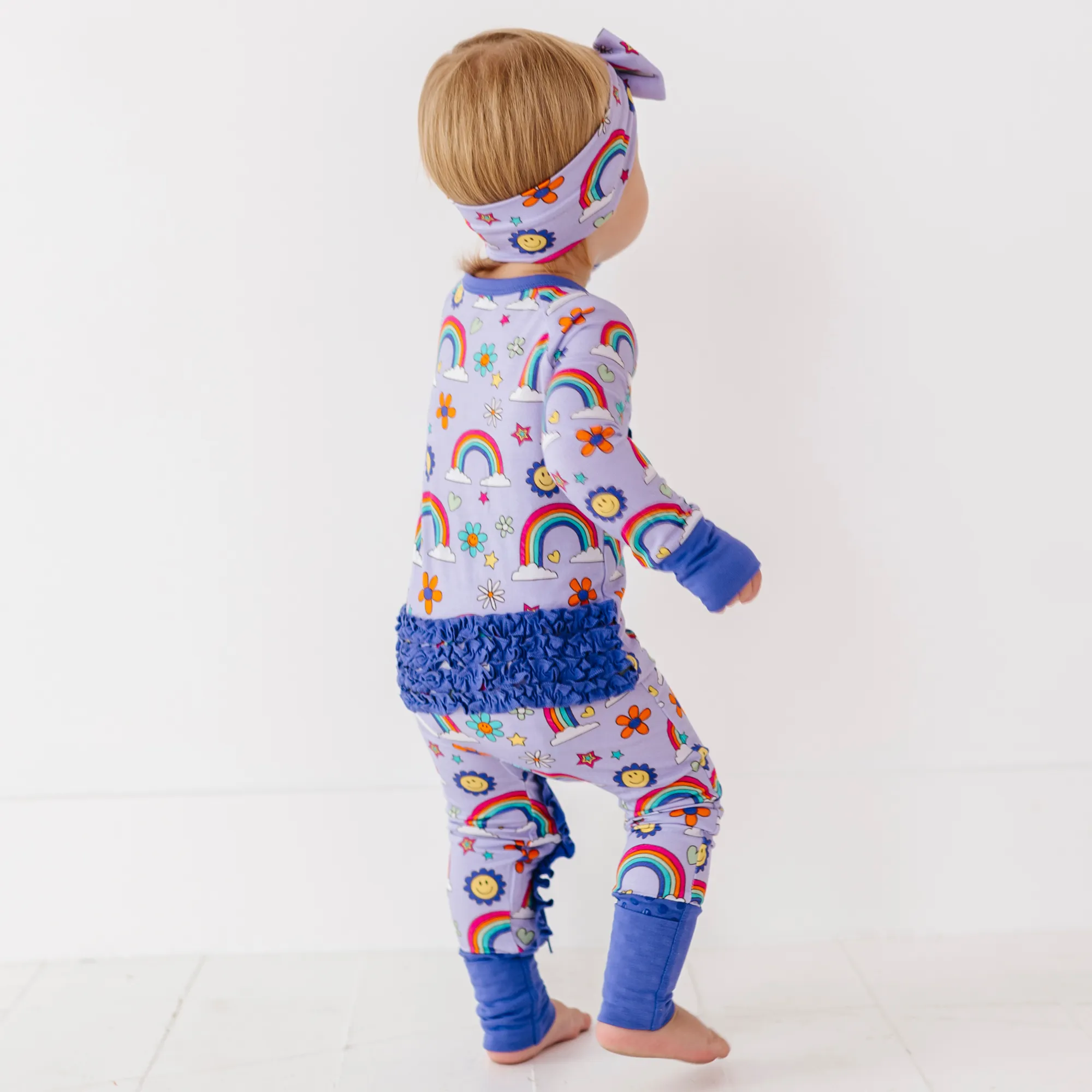 It's All Flowers and Rainbows Convertible Footies with Ruffle