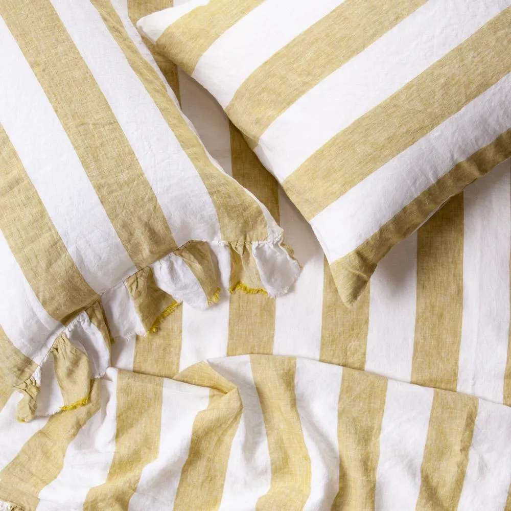 Kelp Stripe 100% Linen Standard Pillowcase Set