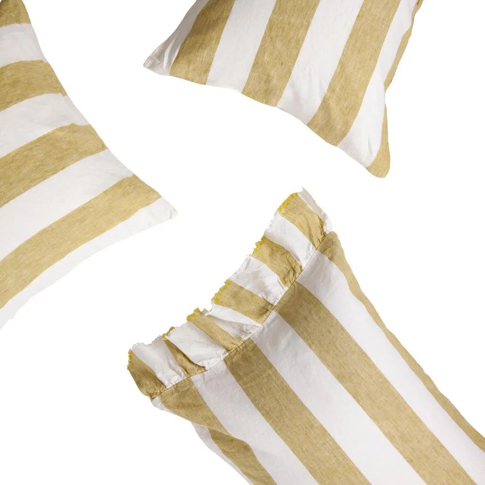 Kelp Stripe 100% Linen Standard Pillowcase Set