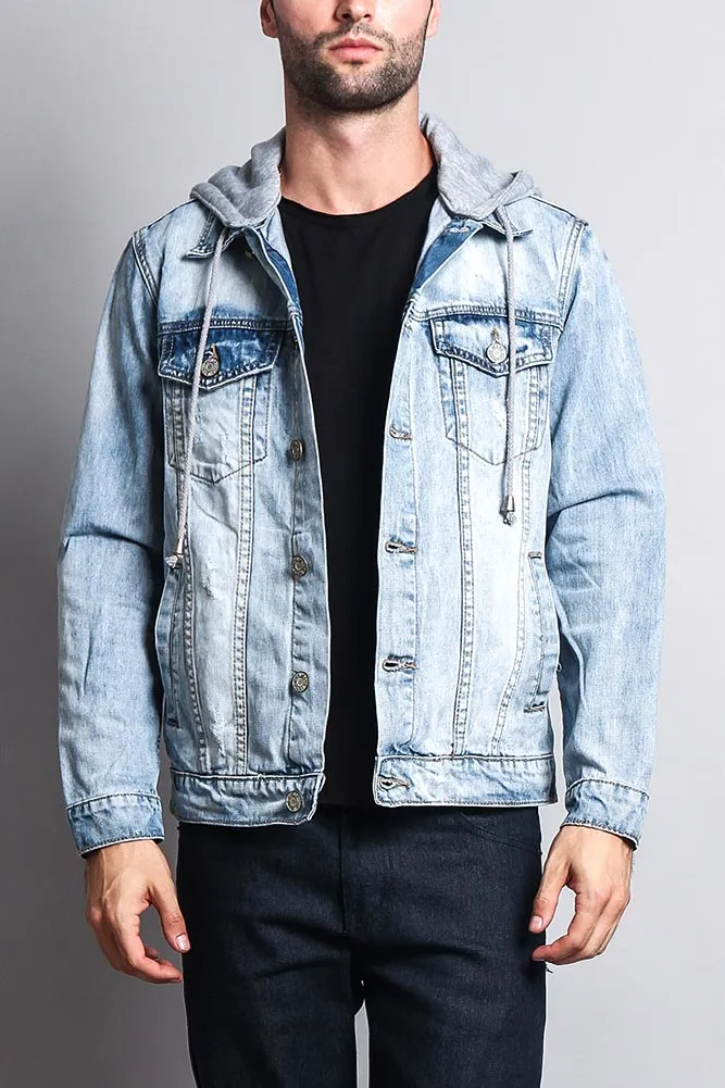 Layered Hooded Denim Jacket