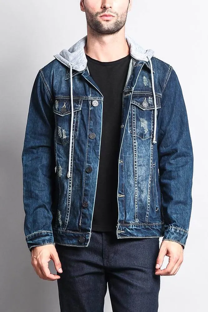 Layered Hooded Denim Jacket