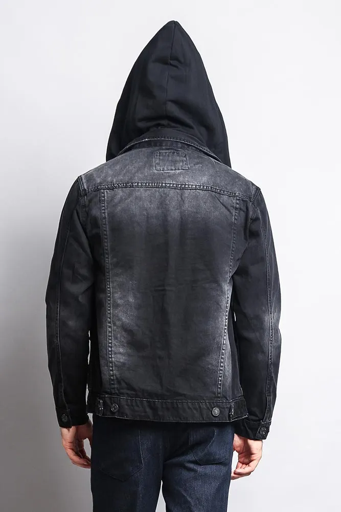 Layered Hooded Denim Jacket