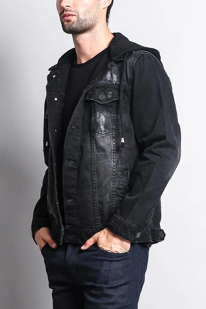 Layered Hooded Denim Jacket