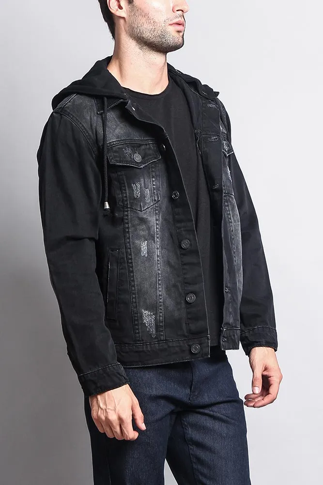 Layered Hooded Denim Jacket