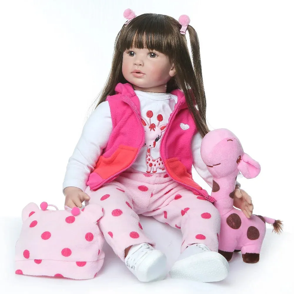 Lifelike Reborn Toddler Princess Doll with Giraffe Toy