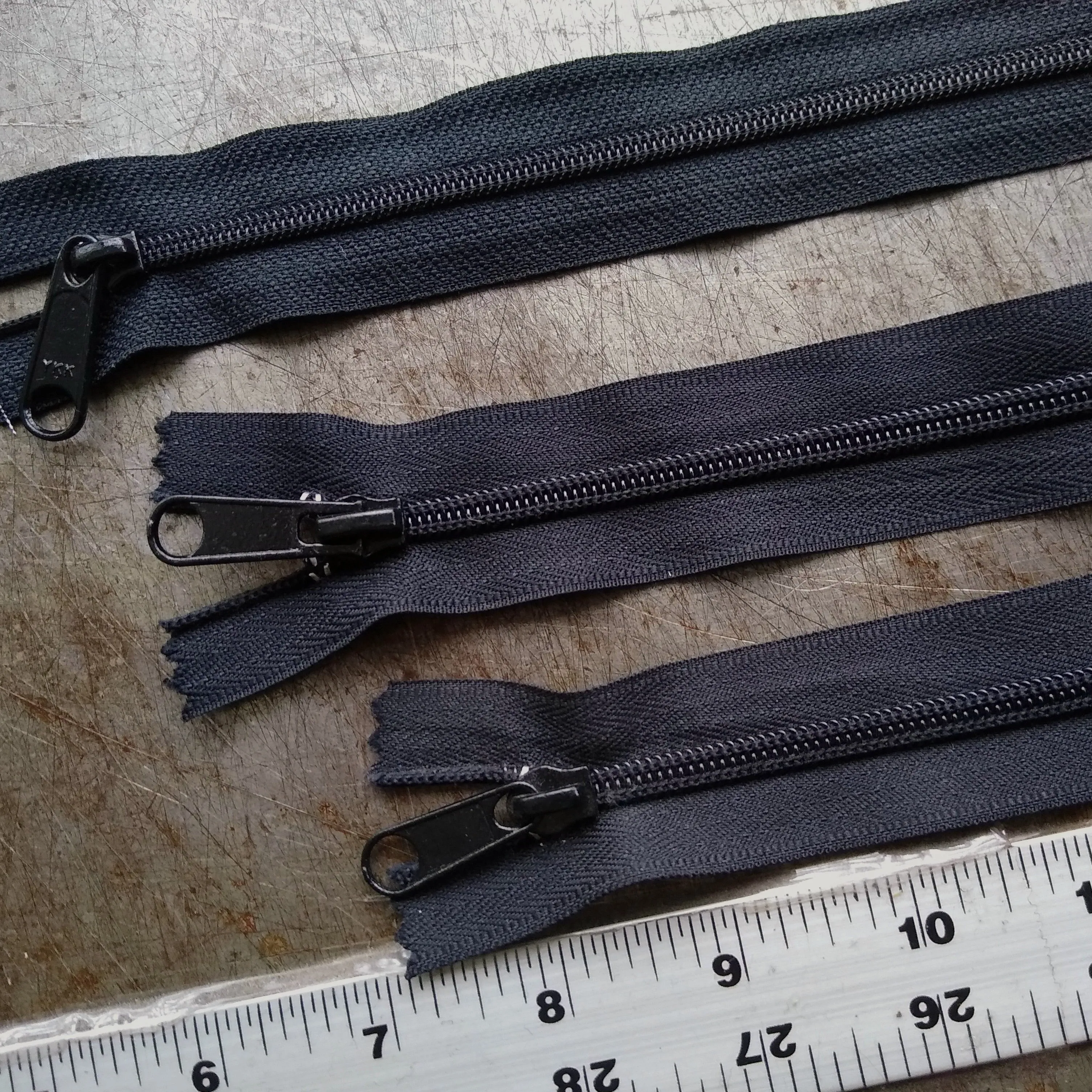 Lot of 10 / Heavy Duty Black Zippers / 8" 10" 12"