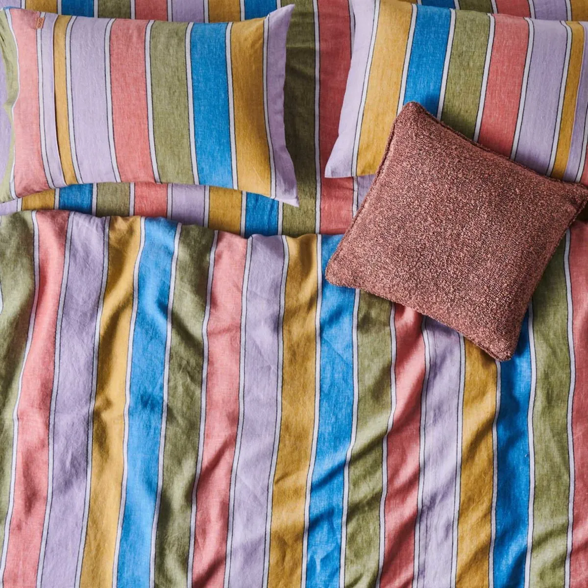 Majorca Stripe Woven Linen Quilt Cover