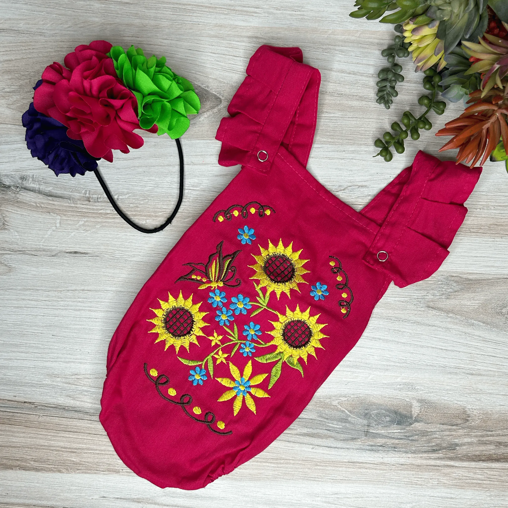 Mexican Baby Girl Romper - Sunflowers