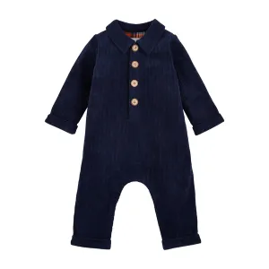 Mudpie Navy Corduroy Baby Bodysuit