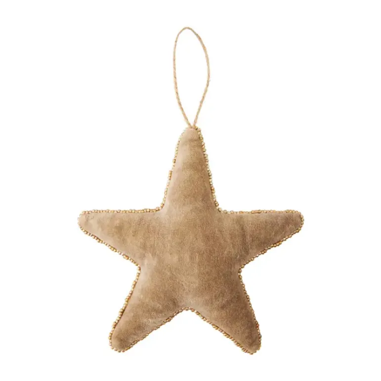 Mudpie Neutral Velvet Beaded Ornaments