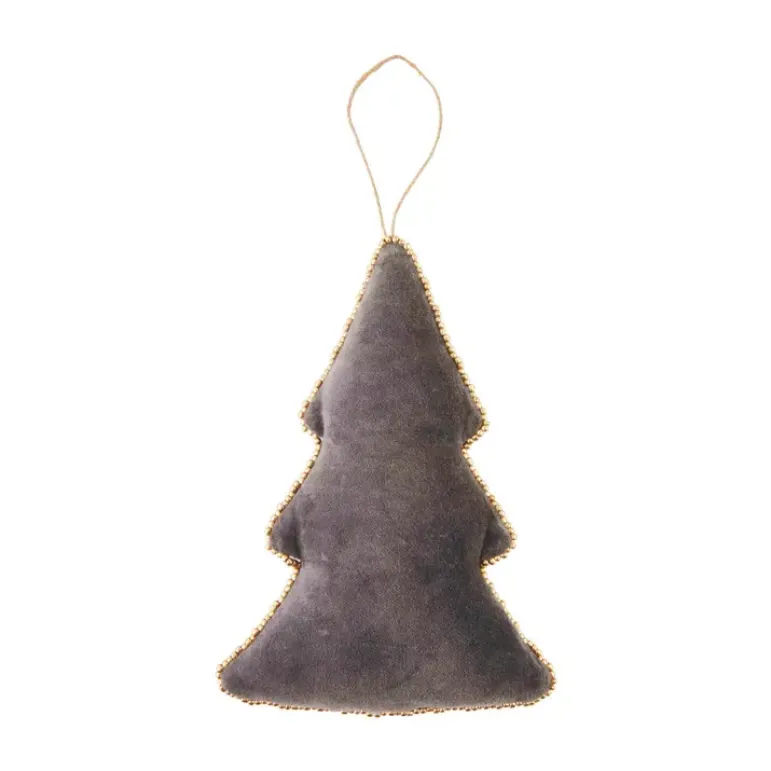 Mudpie Neutral Velvet Beaded Ornaments