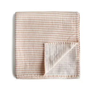 Muslin Swaddle Blanket Organic Cotton (Natural Stripe)