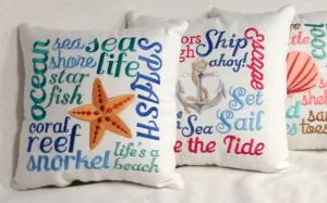 Nautical Pillows, Embroidered pillow, Beach house pillow