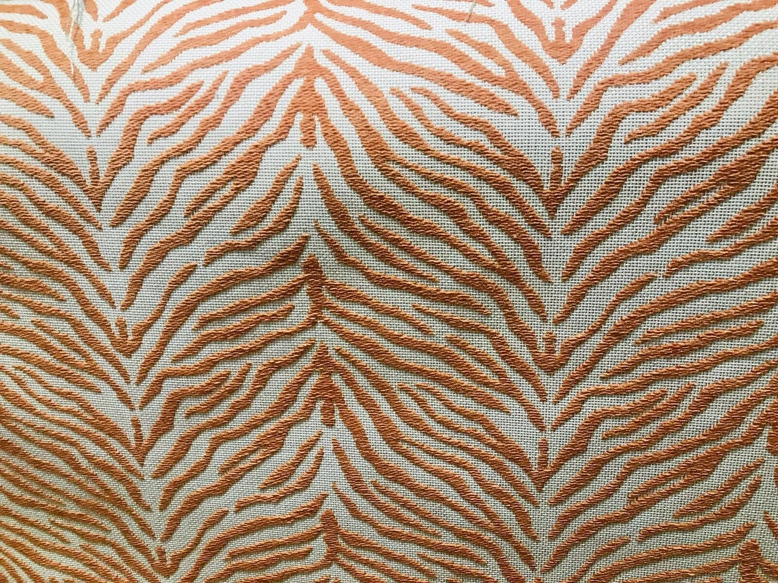 NEW Queen Claudia Designer Upholstery Heavyweight Burnout Zebra Chenille Fabric- Orange White BTY